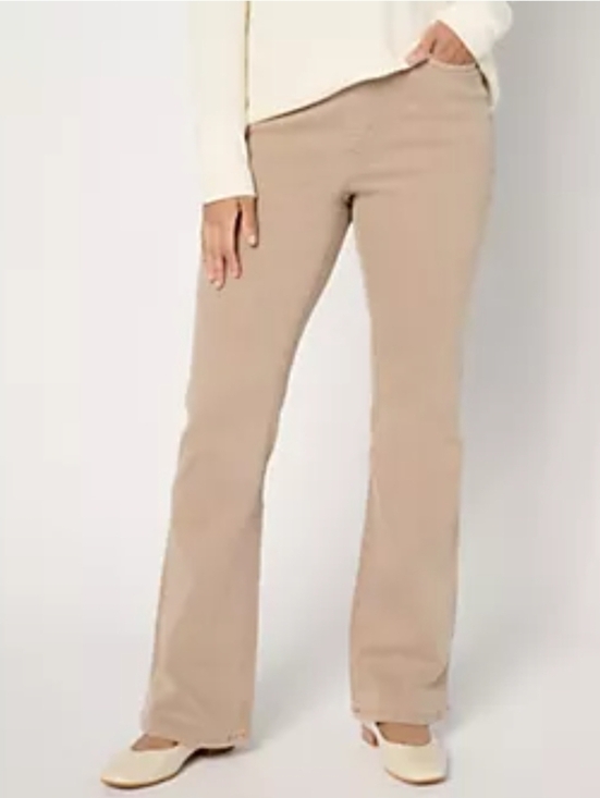 Demin & Co. Pants - Denim & Co. Sz 12 Regular Beige Cozy Touch Baby Boot Pull-On Jean